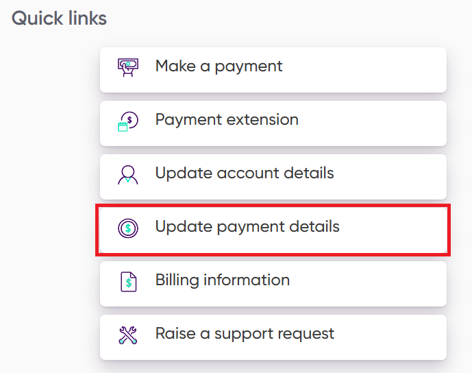 select update payment details