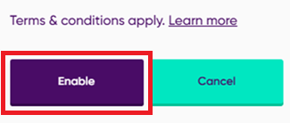 Agree and enable roaming button