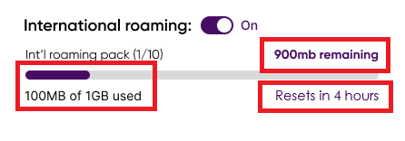 Image showing remaining data allowance