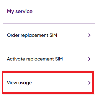 Image of view usage under My Service
