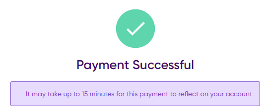 Successful payment screen