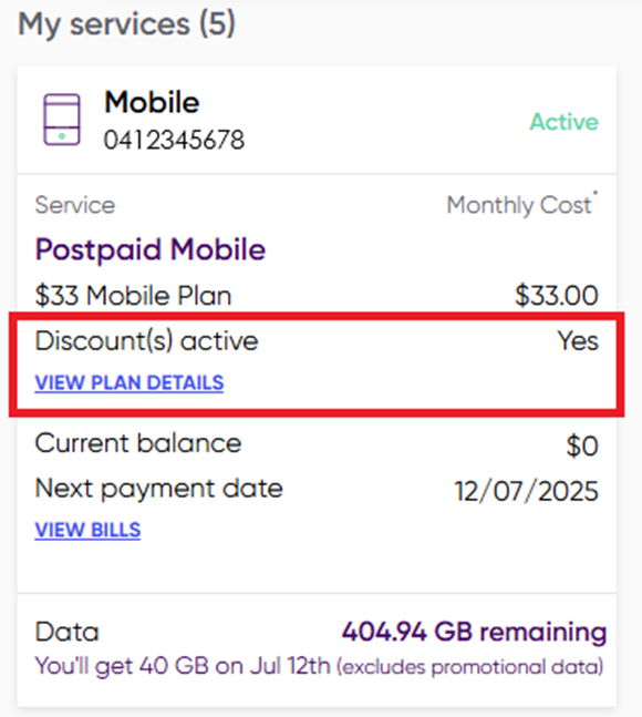 Image showing any active discounts